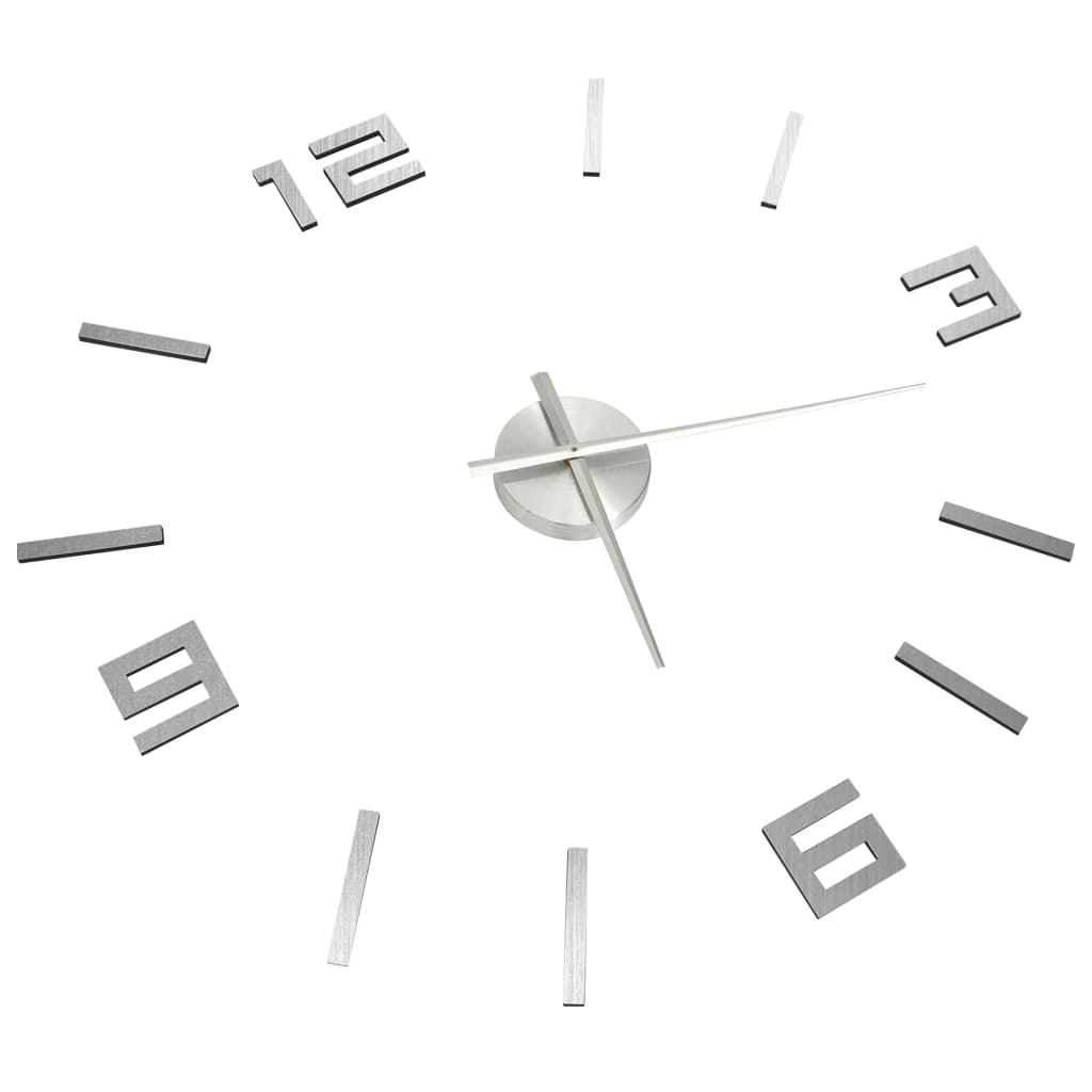 3D Wall Clock Modern Design Silver 100 cm XXL